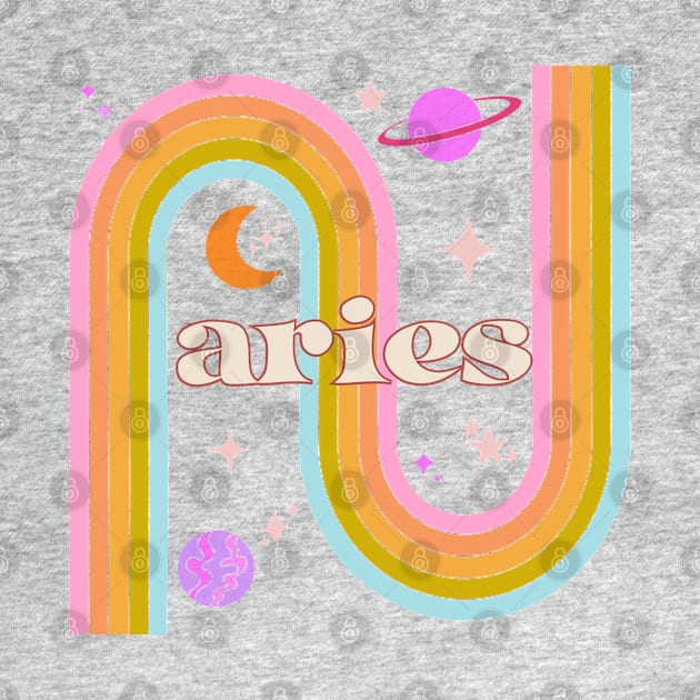 Aries 70s Rainbow with Flowers by Deardarling